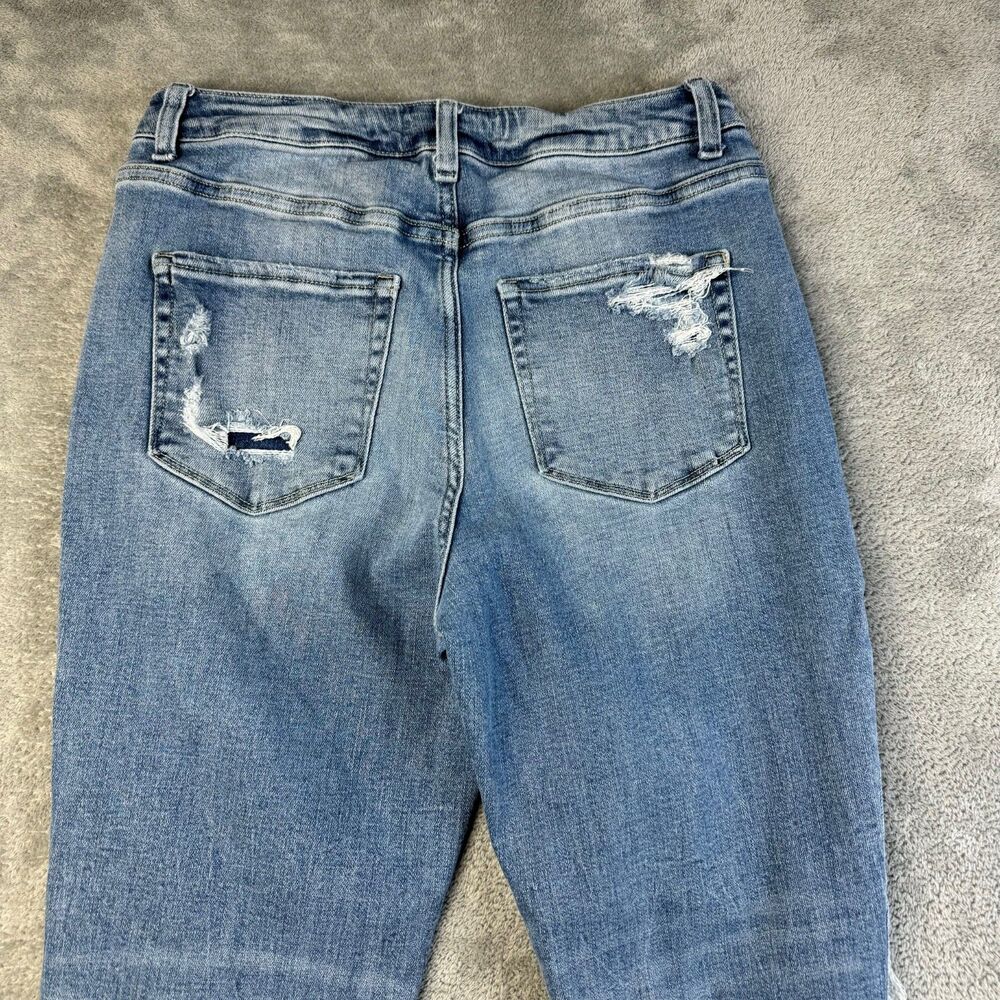 Flying Monkey Jeans Women’s 28 Blue Stretch Distressed Raw Hem Denim Whiskered - Picture 12 of 12